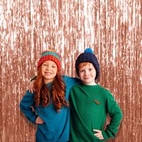 Rose Gold Metallic Foil Fringe Curtains 3 x 8 Feet Tinsel Photo Booth Props Pack of 4 for Birthday Wedding Engagement Bridal Shower Graduation Merry Christmas New Year Eve Party Decorations