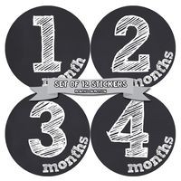 Months In Motion Gender Neutral Baby Month Stickers - Monthly Milestone Sticker for Boy or Girl - Infant Photo Prop for First Year - Shower Gift - Newborn Keepsakes - Unisex- Chalkboard