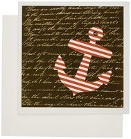 3dRose Red and White Stripes anchor on handwritten vintage black - sailor nautical design - Greeting Cards, 6 x 6 inches, set of 12 (gc_112806_2)
