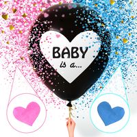 Sweet Baby Co. Jumbo 36 Inch Baby Gender Reveal Balloon | Big Black Balloons with Pink and Blue Heart Shape Confetti Packs for Boy or Girl | Baby Shower Gender Reveal Party Supplies Decoration Kit