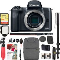 Canon EOS M50 Mirrorless Camera Body with 4K Video (Black) and Pro Photography Bundle Backpack, Monopod, SanDisk 64GB SDXC Memory Card, Extra Battery Kit