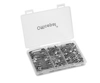 Officepal Premium Quality 4-Size Pack of Safety Pins- Top 250-Count - Durable, Rust-Resistant Nickel Plated Steel Set- Best Sewing Accessories Kit for Baby Clothing, Crafts, Arts (4-Size in 1 No.002)