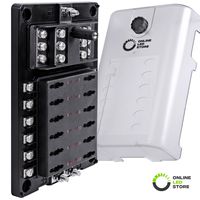 10 Way Fuse Block with Ground Negative Bus for Automotive [Dual Positive Inputs] [12V - 32V DC] [200 Amp] [ATC/ATO Fuses] [LED Indicator] [Corrosion Resistant] Auto Marine Fuse Box
