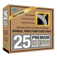 Closet Complete Baby Velvet Hangers, Premium Quality, True-Heavyweight, Virtually-UNBREAKABLE, Ultra-Thin, Space Saving No-Slip, Perfect Size for Babies 0-48 months 360° SPIN, Gold Hooks, Gray, 25 pc