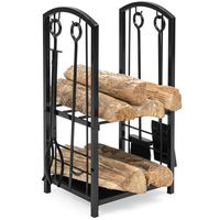 Best Choice Products 5-Piece Firewood Log Rack Holder Tools Set for Fireplace, Stove w/Hook, Broom, Shovel, Tongs