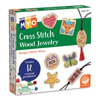 MindWare Make Your Own: Wood Cross-Stitch Jewelry Craft kit