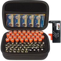 Small Battery Organizer Case for AA AAA AAAA Storage with Battery Tester Checker, Holding 80+ pcs 2A 3A 4A Batteries(no Batteries)