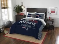 Officially Licensed NFL New England Patriots "Draft" Full/Queen Comforter and 2 Sham Set, 86" x 86"