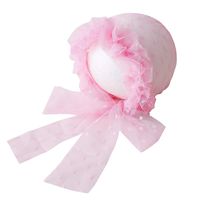 Newborn Baby Photography Props Girls Cute Mesh Dot Handmade Hat Headdress (Pink)