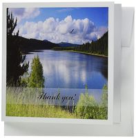 3dRose Mountain Lake Landscape with Eagle Flying in The Clouds, Thank You, Greeting Cards, Set of 6 (gc_174060_1)