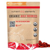 2 lbs/32oz Premium Organic, Raw & Dried Goji Berries - USDA Certified - (907g) - Natural Superfood - Extra Large, Non GMO Berries with Resealable Bag by Nutrient Elements - Free Recipes E-Book