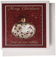 3dRose Red Berries and Stars, from our new address, Merry Christmas - Greeting Cards, 6 x 6 inches, set of 12 (gc_34210_2)