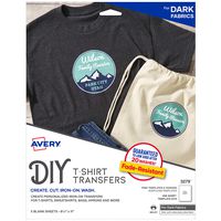 Avery Printable T-Shirt Transfers, For Use on Dark Fabrics, Inkjet Printers, 5 Paper Transfers (3279)