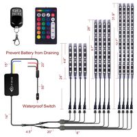 DITRIO 12pcs 12V Underglow RGB LED Strip Light Kit with Blinking Turn Signal and Brake Light for Motorcycles ATVs UTVs, M12r-T