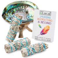JL Local 3 White Sage Smudge Kit | White Sage Incense Sticks for Cleansing | Abalone Shell & Instructions Included | Smudging Kit with White Sage Smudge Sticks (Standard with Stand)