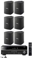 Yamaha 5.1-Channel Wireless Bluetooth 4K A/V Home Theater Receiver + Yamaha Natural Sound High performance 2-Way Indoor/Outdoor Weatherproof Speakers (Set Of 6)