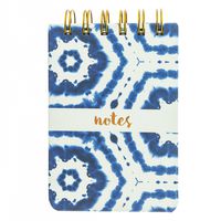 Graphique Shibori Petite Journal - Pocket Journal with 200 Custom Interior Pages, Blue Dye Cover with Embellished Copper Foil"Notes" Message and Spiral Bound Top, 3.5" x 5.5"