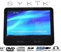 Sykik SYDVD196, 9.8'' Inch All multi region zone free HD portable DVD player, USB, SD card slot, AC Adaptor, Car Adaptor, Remote Control (one year Sykik USA warranty) Black