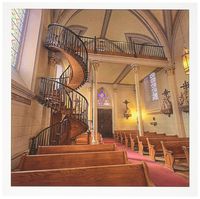 3dRose Spiral staircase, Lorretto Chapel, Santa Fe, NM - US32 CHA0038 - Chuck Haney - Greeting Cards, 6 x 6 inches, set of 12 (gc_92592_2)