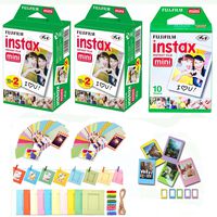 Fuji Instax Mini Instant Film 50 Shots with Bonus 40 Decorative Skin Stick-on Stickers + 5-Pack Multi-Color Desk Frames for Fuji Instax Mini 9, Mini 8, SP-2 and SP-1 Instant Printers