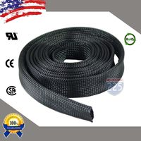 50 FT 2" 50mm Black Expandable Wire Cable Braided Sleeving Sheathing Loom Tubing US