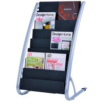 Alba 8 Compartment Literature Floor Display Rack, Black and Silver (DDEXPO8)