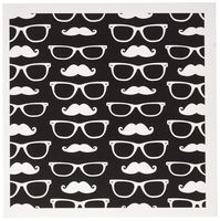 3dRose Greeting Cards, 6 x 6 Inches, Pack of 12, Hipster Glasses and Mustaches Black (gc_192883_2)