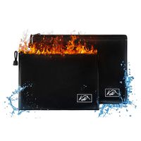 Kutir Set of 2, Fireproof and Waterproof Document Bags - 11.5 x 7.9 and 13.4 x 9.4 Inch Zipped Pouch Bags to Store Documents, Cash, Phones, Tablet and Much More