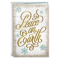 Hallmark Boxed Holiday Cards, Peace on Earth Lettering (16 Cards with 17 Designed Envelopes)