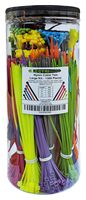 Electriduct Nylon Cable Tie Kit - 1300 Zip Ties - Multi Color (Blue, Red, Green, Yellow, Fuchsia, Orange, Gray, Purple) - Assorted Lengths 4", 6", 8", 11"