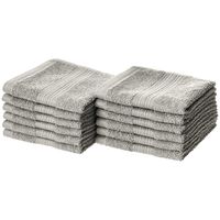 AmazonBasics Fade-Resistant Cotton Washcloths - Pack of 12, Grey