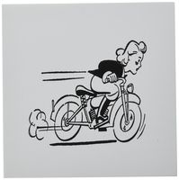 3dRose Black n White Drawing Of Girl Racing A Motorcycle - Greeting Cards, 6 x 6 inches, set of 12 (gc_62595_2)