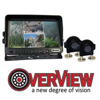 OverView 7in Quad Double Camera Kit, LCD Monitor with 4 Camera inputs, Two OverView Cameras with Magnetic mounts