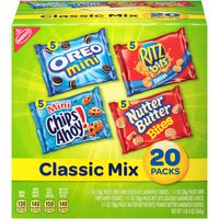Nabisco Classic Cookie & Cracker Mix, Variety Pack with Oreo Mini, Mini Chips Ahoy!, Nutter Butter Bites Cookies & Ritz Bits Cheese Crackers, 20 Count Individual Snack Bags