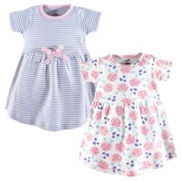 Touched by Nature Girls, Toddler, and Baby Organic Cotton Short-Sleeve Dresses, Pink Rose, 12-18 Months