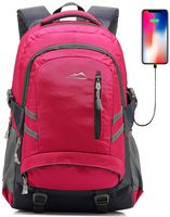 Backpack Bookbag for School Student College Travel Business with USB Charging Port 15.6 inch Laptop compartment Anti theft Night Light Reflective Luggage Straps (Pink)