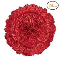 FANTASTIC :) F672-ELG-002-24P Round 13 Inch Plastic Charger Plates with Electroplating Finish, 24, Reef Red