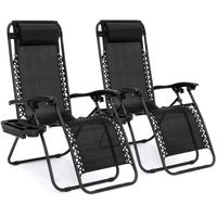 Best Choice Products Set of 2 Adjustable Zero Gravity Lounge Chair Recliners for Patio, Pool w/Cup Holders - Black