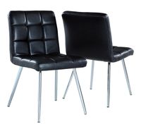 Monarch Specialties Black Leather-Look/Chrome Metal 2-Piece Dining Chair, 32-Inch