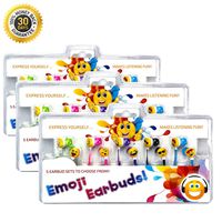 Vias Emoji Earbud Bundle - 5 pairs of Assorted Smile Face Expressions Headphones Earbuds 3.5mm for iPod/SmartPhone/Tablet. Great for Kids, Boys, Girls, Gifts (pack of 3)