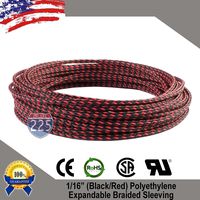 25 FT 1/16" 1.5mm Black Red Expandable Wire Cable Braided Sleeving Sheathing Loom Tubing US