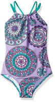 Kanu Surf Girls' Little Beach Sport Halter One Piece Swimsuit, Jasmine Purple, 6