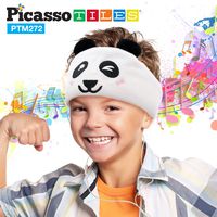 PicassoTiles 85dB Kid Safe Volume Limiting Soft Fleece Headphone Headset Sleep Mask w/Ultra-Thin 1/8" Speakers, Durable Braided Cord, Adjustable Cozy Headband, Build-in Microphone PTM272-PND