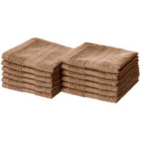 AmazonBasics Fade-Resistant Cotton Washcloths - Pack of 12, Acorn Brown