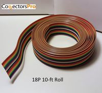 Pc Accessories - Connectors Pro IDC 1.27mm Pitch Rainbow Color Flat Ribbon Cable for 2.54mm Connectors (18P-10FT)