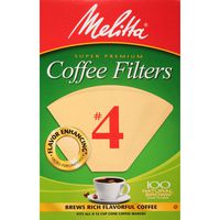 Melitta No. 4 Cone Coffee Filters, Natural Brown, 100 Count