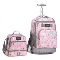 Tilami Rolling Backpack 18 inch with Lunch Bag Wheeled Laptop Backpack (Alpaca)