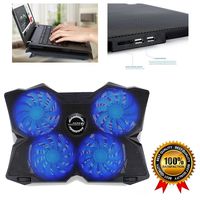 4 Fans Laptop Cooler, Ultra Slim Laptop Cooling Pad Stand Blue LED Light Radiator for 15.6-17-Inch Laptop Notebook Black