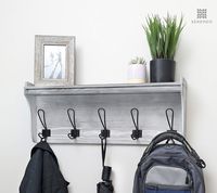 Seremeo Entryway Coat Rack Wall Mounted Shelf - Rustic Grey 26" Coat Hooks Wall Coat Rack Mounted Hanging Coat Rack Hooks Premium Pine Wood