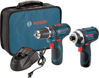 Bosch Power Tools Combo Kit CLPK22-120 - 12-Volt Cordless Tool Set (Drill/Driver and Impact Driver) with 2 Batteries, Charger and Case